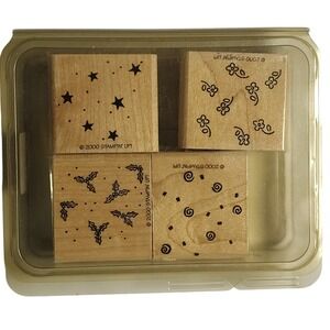 Vintage Stampin‎ Up Background Basics Wood Mount Stamps 2000 Retired Set